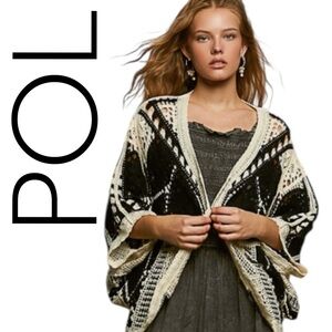 247:  POL NEW CROCHET CARDIGAN BLACK MULTI (248)